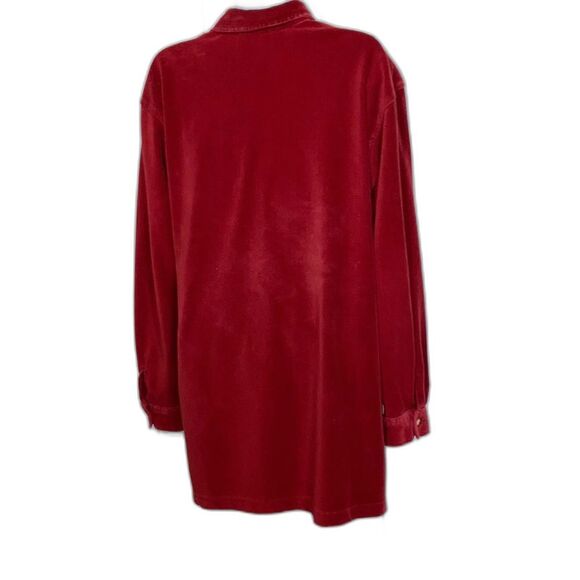 Corduroy Long Sleeve Red Button Down Shacket Jacket Top Red Maroon Womens XL - Picture 5 of 10